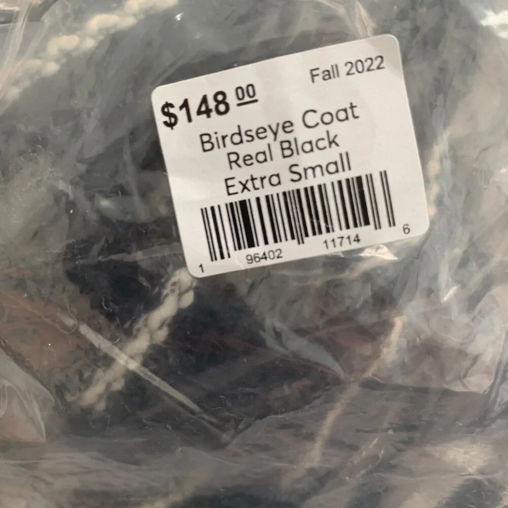 Marine Layer Birdseye Coat Real Black White Womens Extra Small XS Stripe - Picture 8 of 8